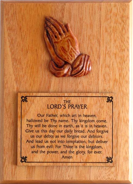 Plaque: Praying Hands [The Lord's Prayer] - Shalom